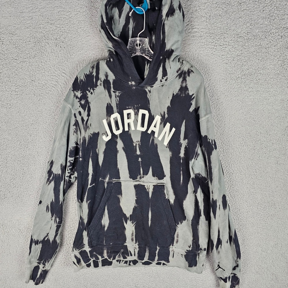 Jordan Hoodie Mens M Grey Tie Dye Sport DNA Statement DJ0225-100 Pullover Fleece